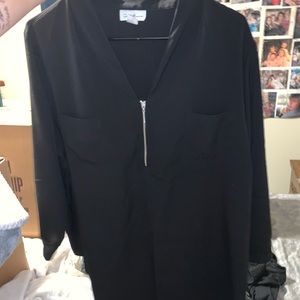 Black half zipper blouse